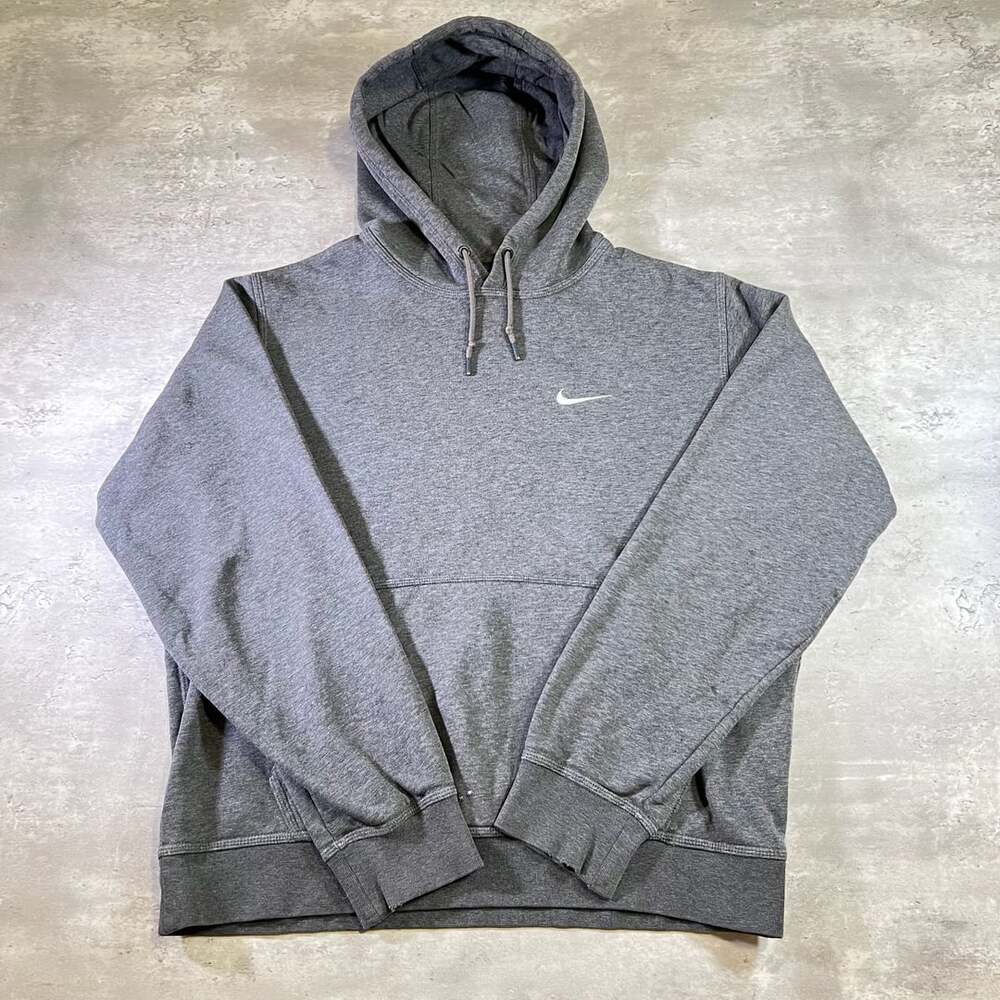 Nike Hoodie Gray Small Swoosh Pullover Sweatshirt Size Medium